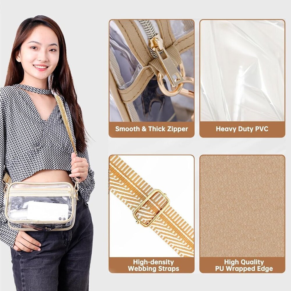 Clear PVC Crossbody Bag Women Men Stadium Approved Concert Festival Sports - Picture 6 of 7